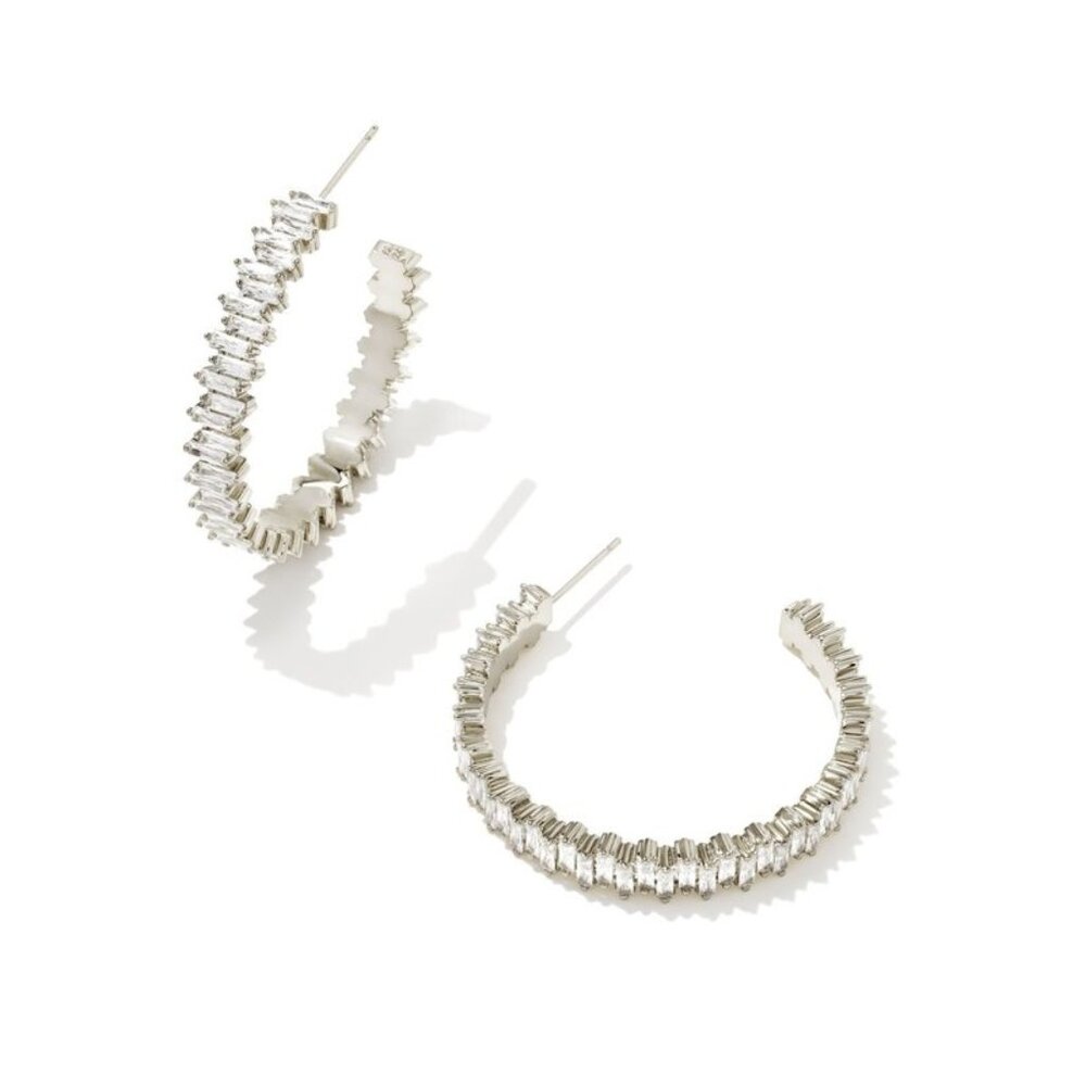 Kendra Scott Juliette Silver Hoop Earrings in White Crystal